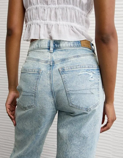 AE Strigid Ripped Super High-Waisted Baggy Straight Jean
