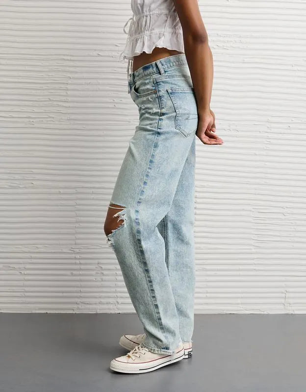 AE Strigid Ripped Super High-Waisted Baggy Straight Jean