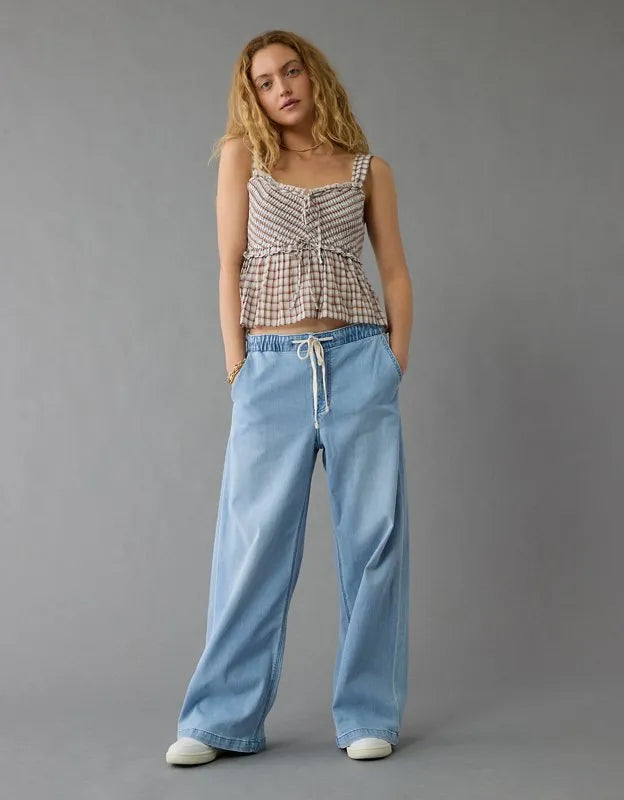 AE Dreamy Drape Low-Rise Ultra Wide-Leg Pull-On Jean