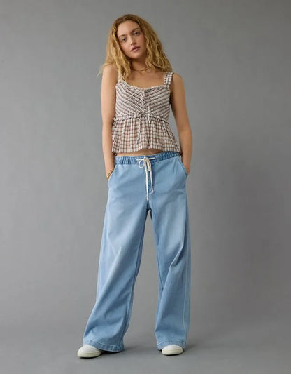 AE Dreamy Drape Low-Rise Ultra Wide-Leg Pull-On Jean