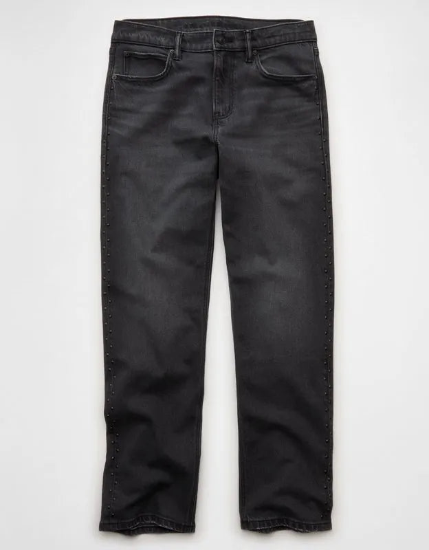 AE Embellished Stretch Low-Rise Baggy Straight Jean