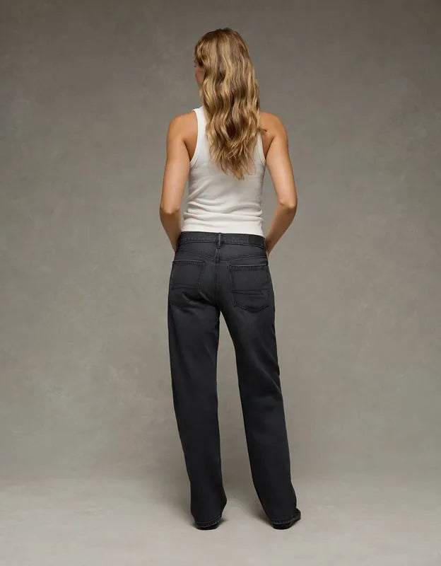 AE Embellished Stretch Low-Rise Baggy Straight Jean