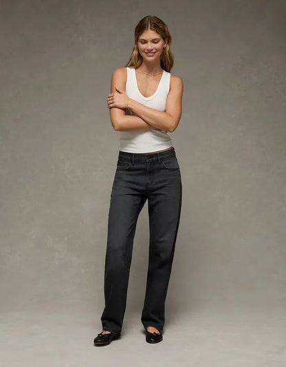 AE Embellished Stretch Low-Rise Baggy Straight Jean