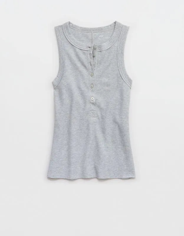 Aerie Unwind Waffle Henley Tank Top
