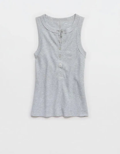 Aerie Unwind Waffle Henley Tank Top