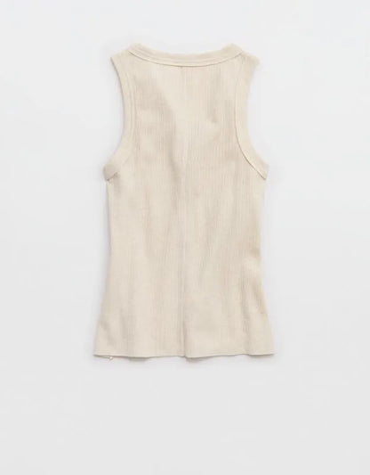 Aerie Unwind Waffle Henley Tank Top