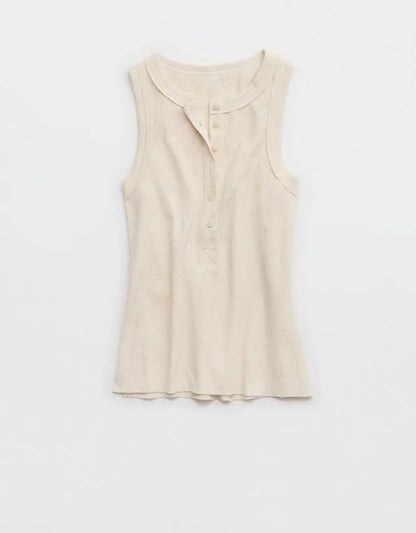 Aerie Unwind Waffle Henley Tank Top