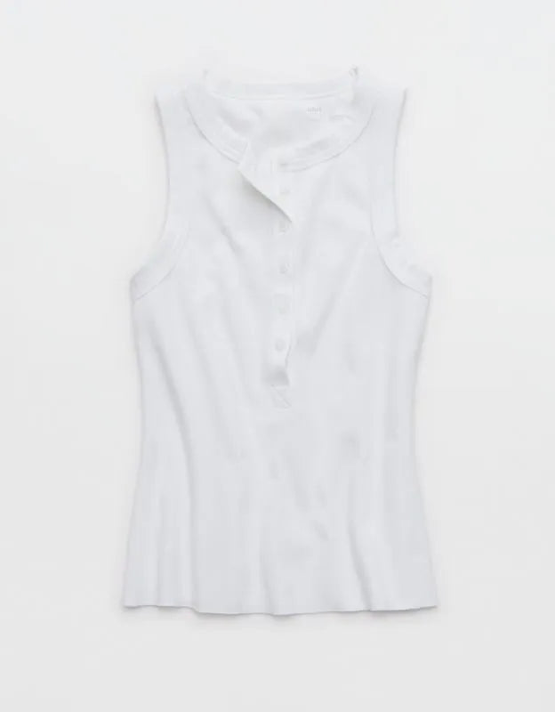 Aerie Unwind Waffle Henley Tank Top