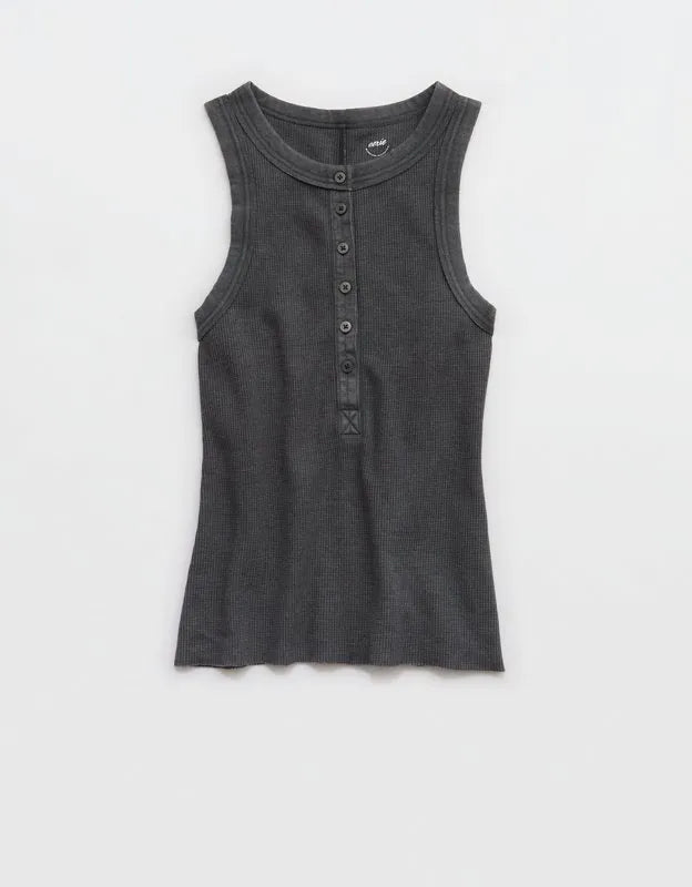 Aerie Unwind Waffle Henley Tank Top