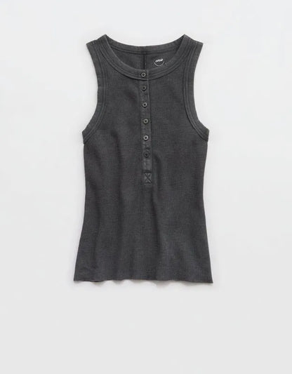 Aerie Unwind Waffle Henley Tank Top