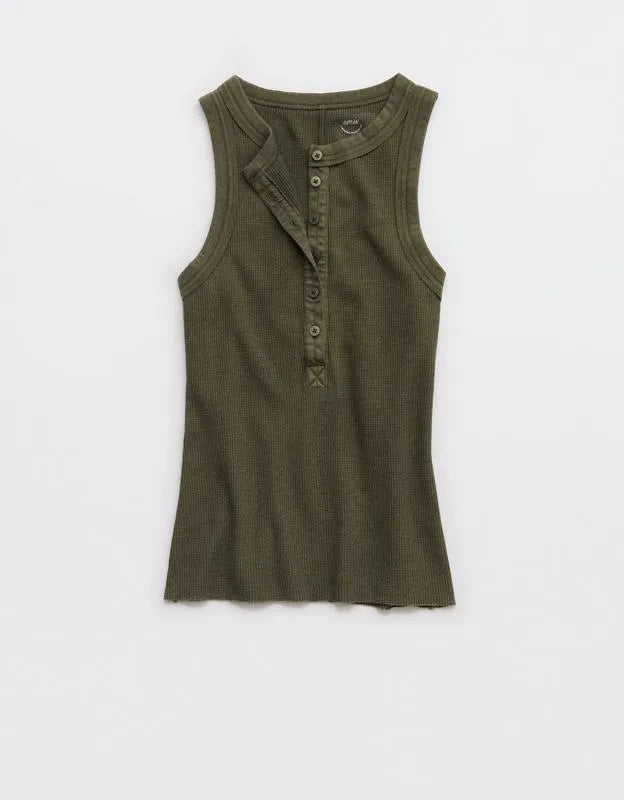 Aerie Unwind Waffle Henley Tank Top