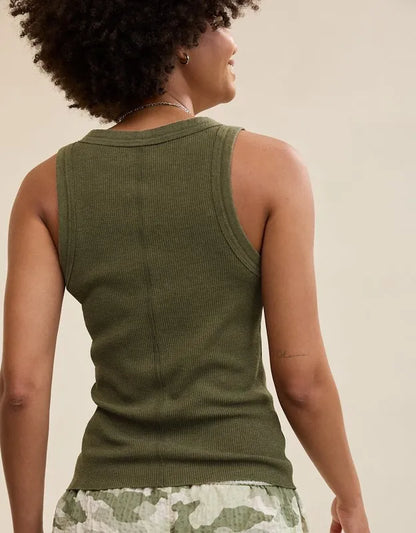 Aerie Unwind Waffle Henley Tank Top