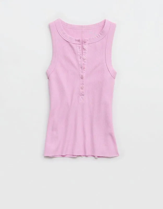 Aerie Unwind Waffle Henley Tank Top