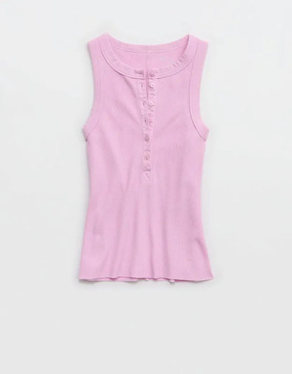 Aerie Unwind Waffle Henley Tank Top