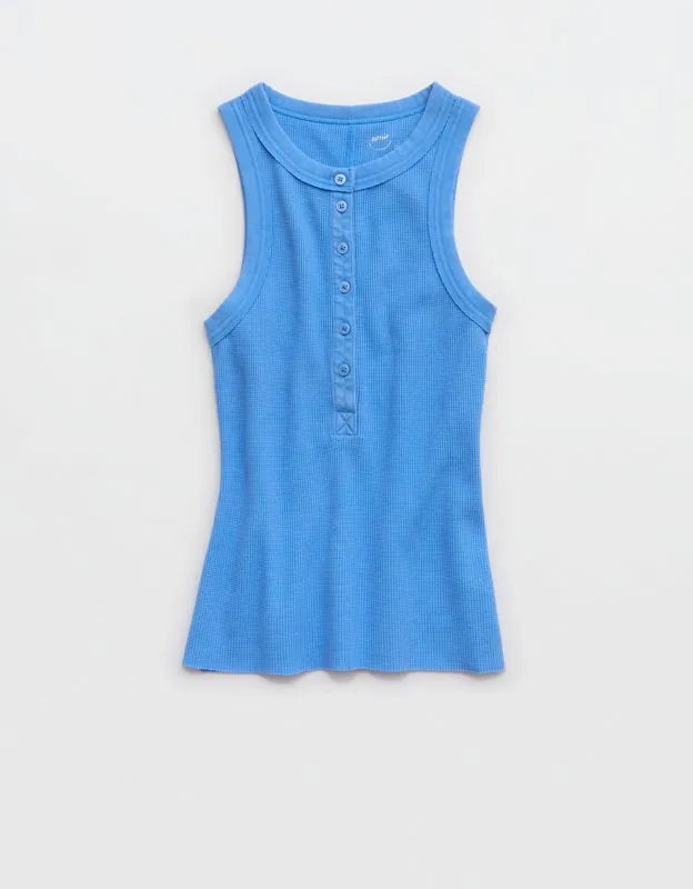 Aerie Unwind Waffle Henley Tank Top