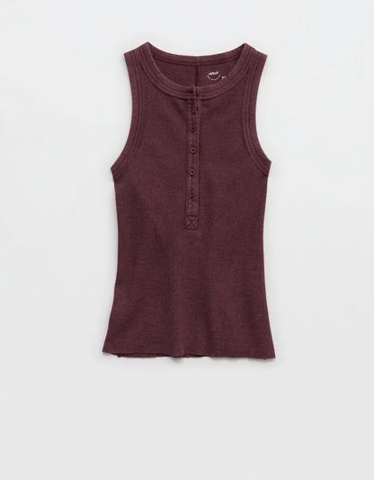 Aerie Unwind Waffle Henley Tank Top