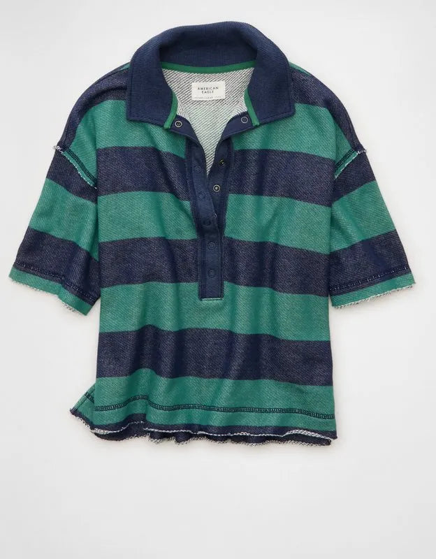 AE Campus Short-Sleeve Rugby Sweatshirt