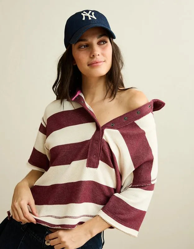 AE Campus Short-Sleeve Rugby Sweatshirt