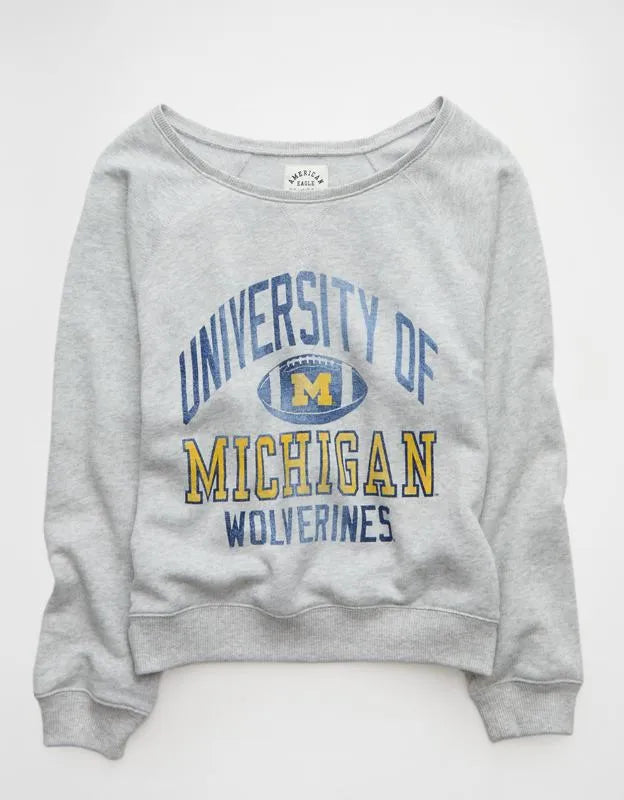 AE Michigan Wolverines Graphic Off The Shoulder Sweatshirt