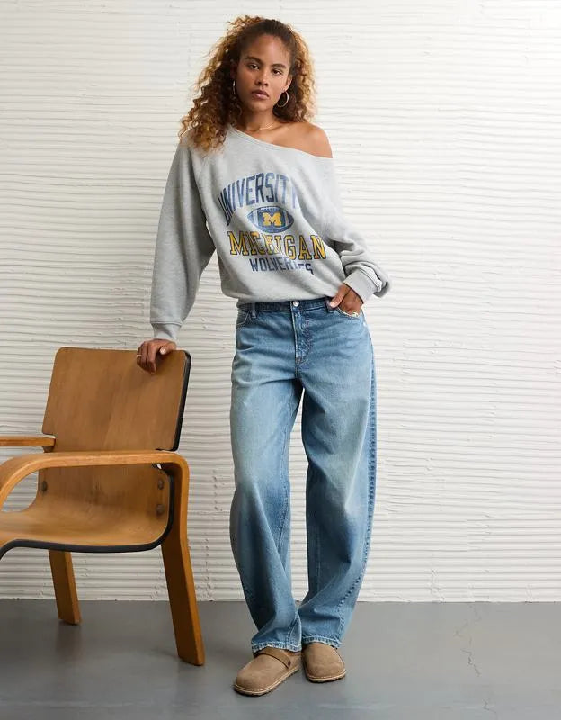 AE Michigan Wolverines Graphic Off The Shoulder Sweatshirt