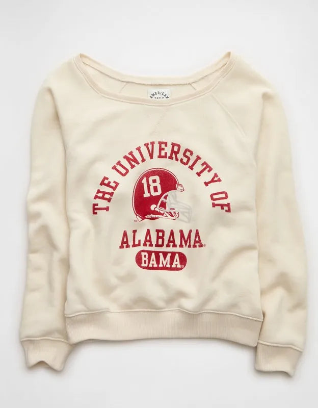 AE Alabama Crimson Tide Graphic Off The Shoulder Sweatshirt