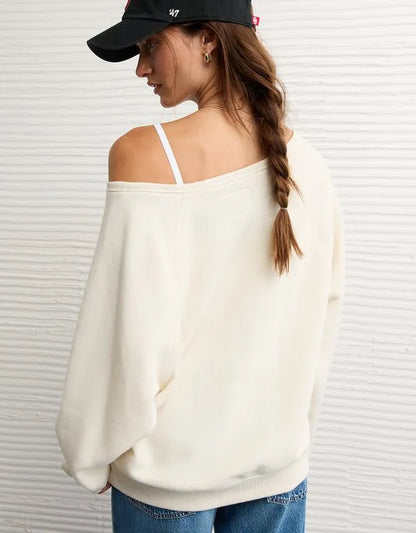 AE Oklahoma Sooners Graphic Off The Shoulder Sweatshirt