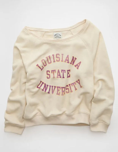AE LSU Tigers Graphic Off The Shoulder Sweatshirt