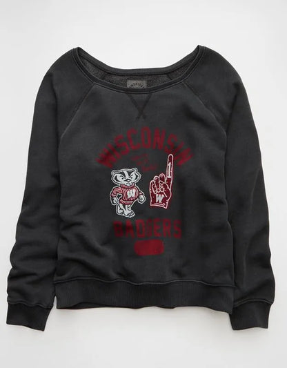AE Wisconsin Badgers Graphic Off The Shoulder Sweatshirt