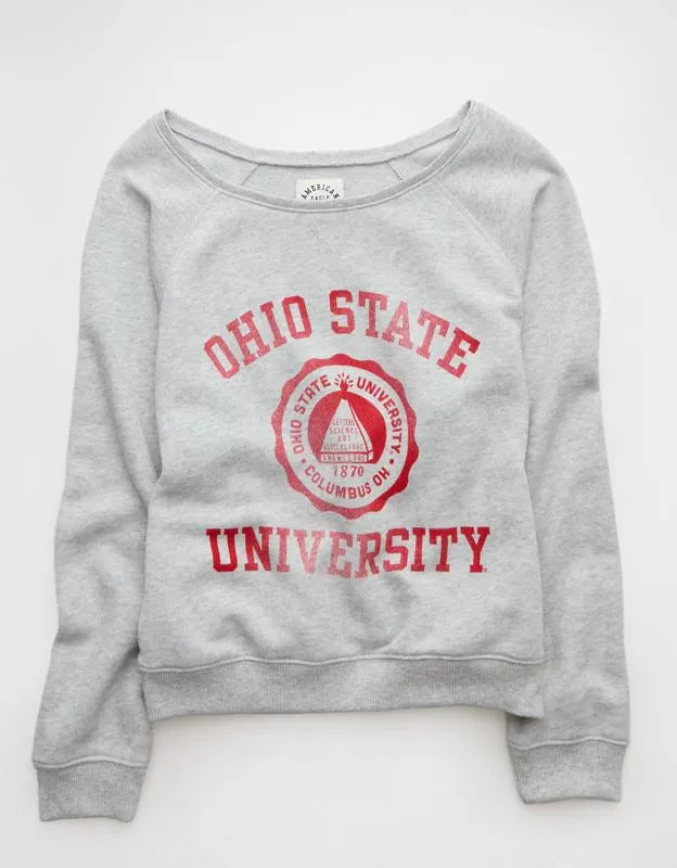 AE Ohio State Buckeyes Graphic Off The Shoulder Sweatshirt