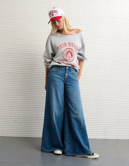 AE Ohio State Buckeyes Graphic Off The Shoulder Sweatshirt