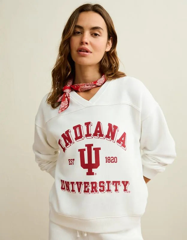 AE Indiana Hoosiers V-Neck Graphic Sweatshirt