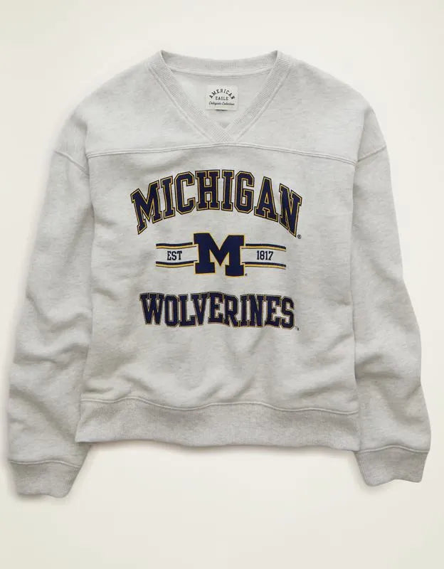 AE Michigan Wolverines V-Neck Graphic Sweatshirt