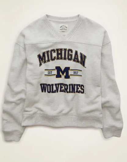 AE Michigan Wolverines V-Neck Graphic Sweatshirt