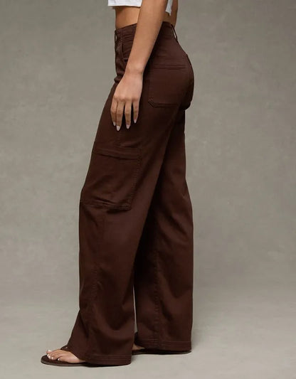 AE Stretch Super High-Waisted Wide-Leg Cargo Pant