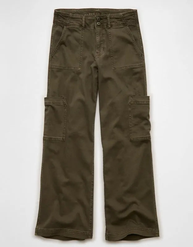 AE Stretch Super High-Waisted Wide-Leg Cargo Pant