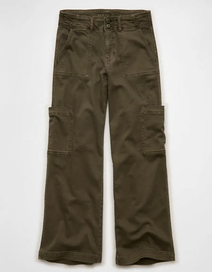 AE Stretch Super High-Waisted Wide-Leg Cargo Pant
