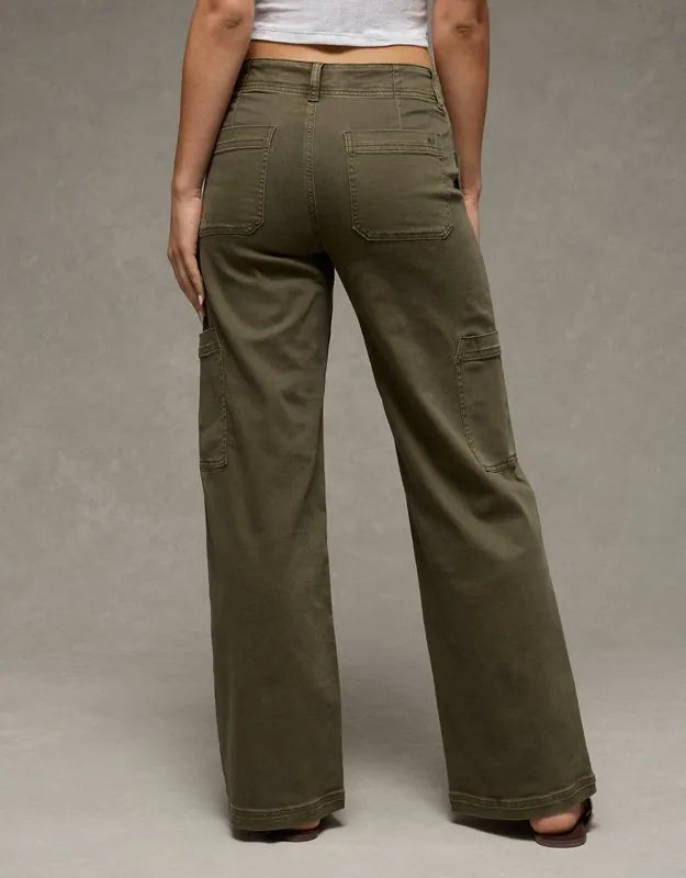 AE Stretch Super High-Waisted Wide-Leg Cargo Pant