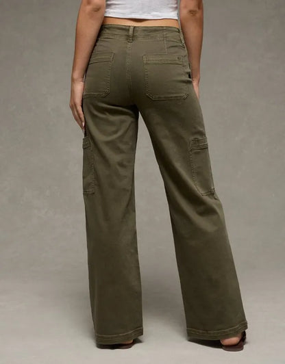 AE Stretch Super High-Waisted Wide-Leg Cargo Pant