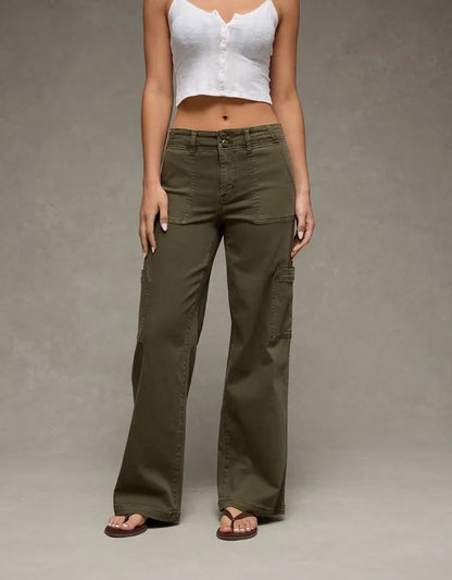 AE Stretch Super High-Waisted Wide-Leg Cargo Pant
