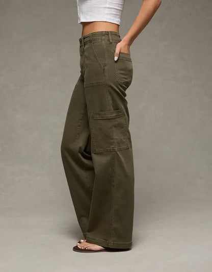 AE Stretch Super High-Waisted Wide-Leg Cargo Pant