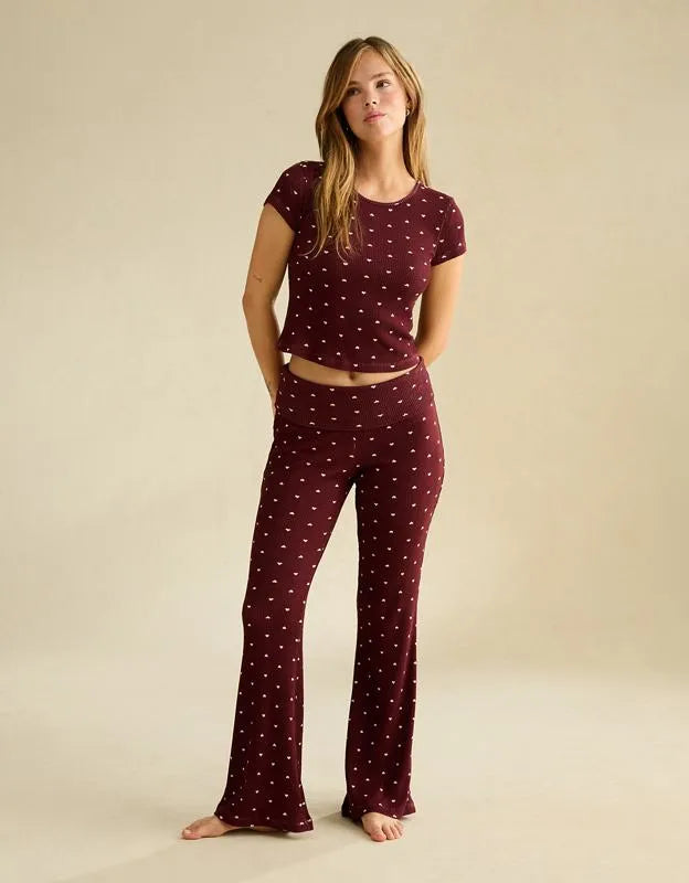 AE Luxe Plush Waffle Foldover Flare Pant