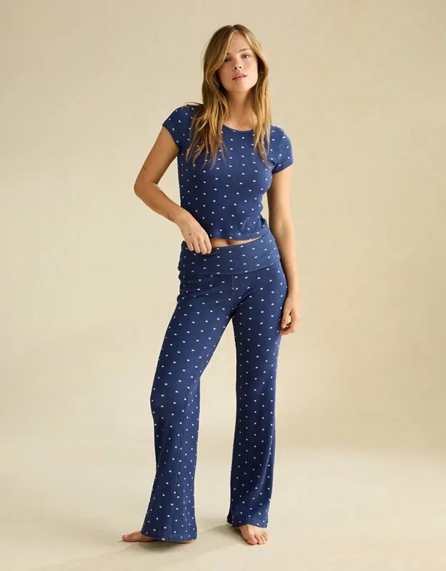 AE Luxe Plush Waffle Foldover Flare Pant