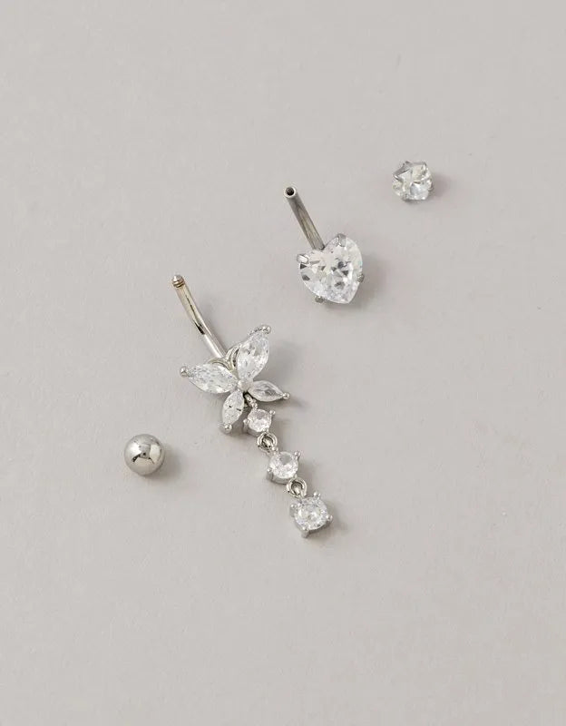 AE Cubic Zirconia Belly Rings 2-Pack