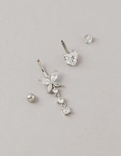 AE Cubic Zirconia Belly Rings 2-Pack