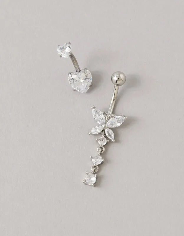AE Cubic Zirconia Belly Rings 2-Pack