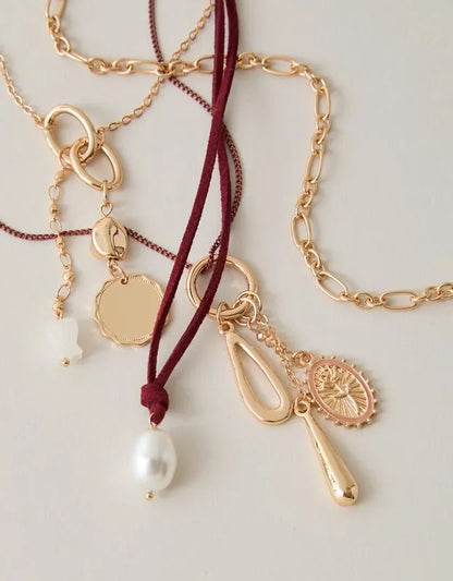 AE Burgundy Layered Necklace 4-Pack