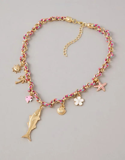 AE Mixed Material Charm Necklace