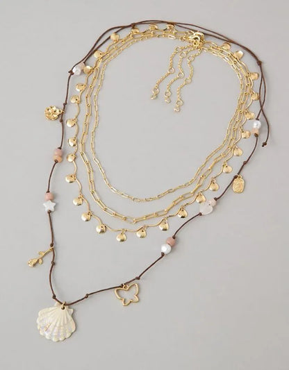 AE Layered Shell Necklaces 4-Pack