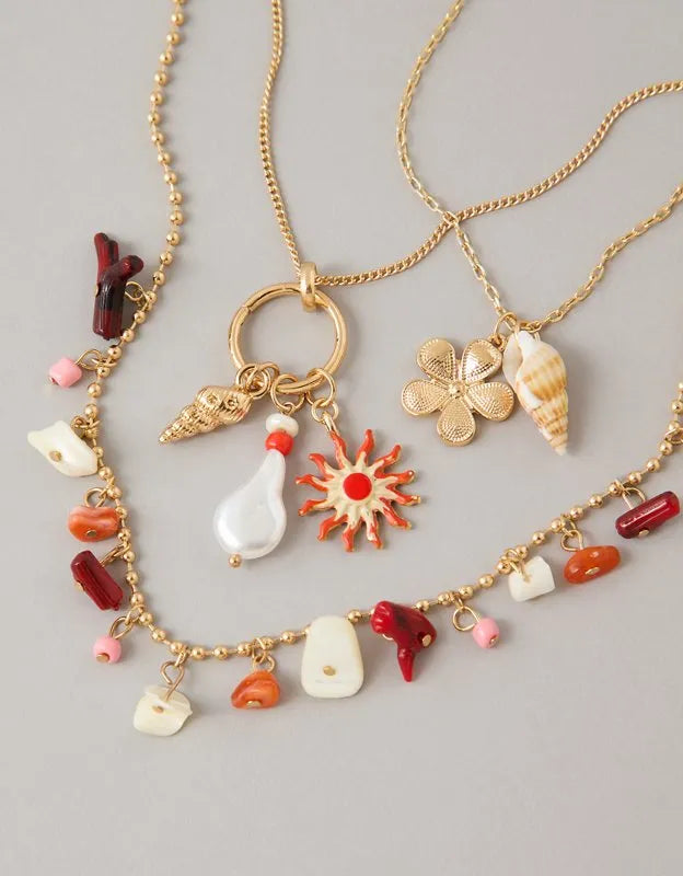 AE Peach Coral Necklace 3-Pack
