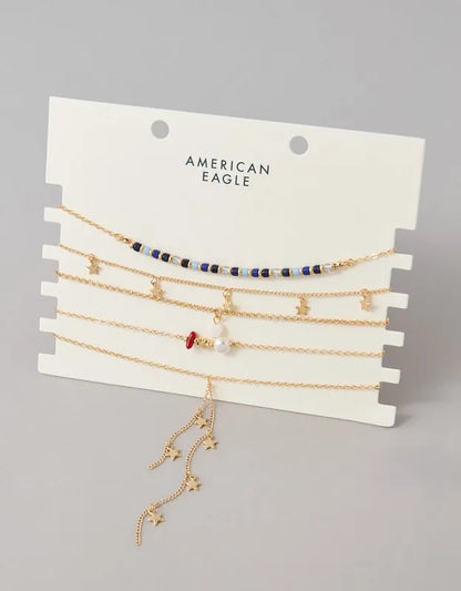 AE Red, White & Blue Necklaces 5-Pack